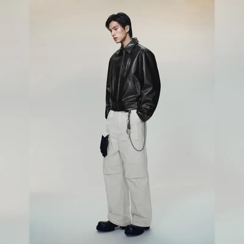 Haonanhuang Cargo Pants Unisex White-4