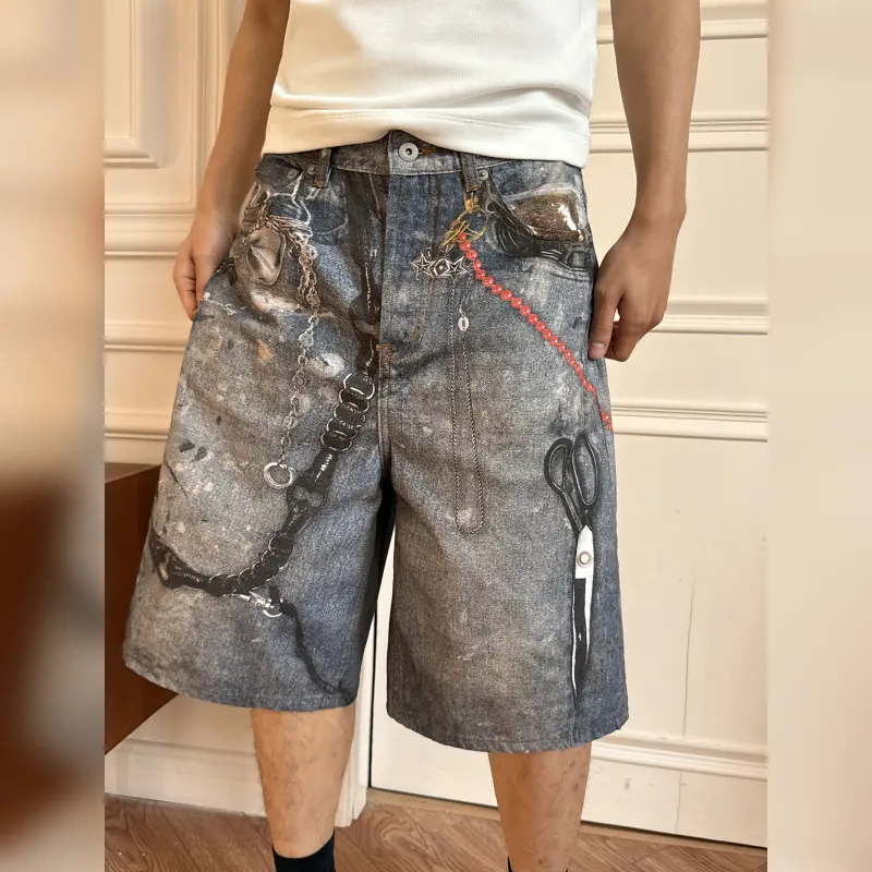 Haonanhuang Denim Shorts Unisex-3