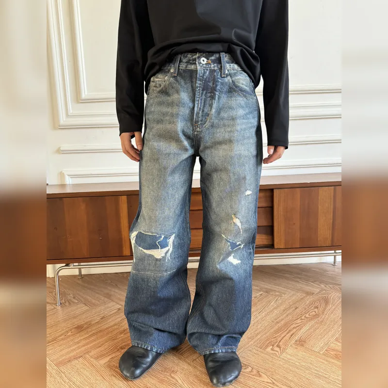 Haonanhuang Jeans Unisex Blue-1