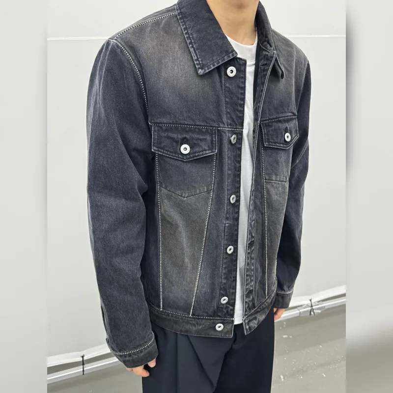 Haonanhuang Denim Jacket Unisex Black-4