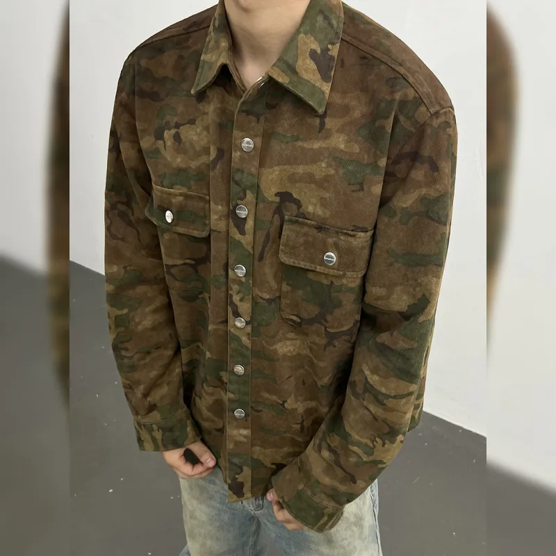 Haonanhuang Shirt Unisex Yellow Green Camouflage-4