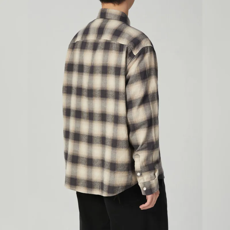 Haonanhuang Shirt Unisex Brown Plaid-3