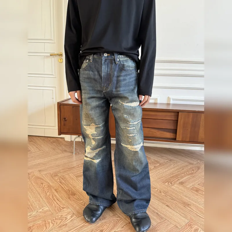 Haonanhuang Jeans Unisex Blue-4