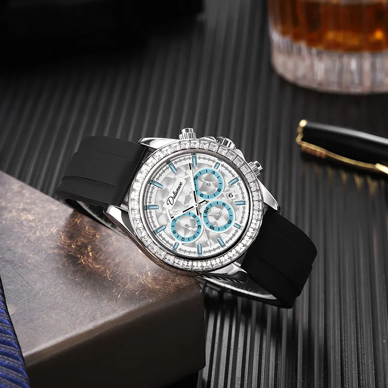Dulunwe Automatic Mechanical Movement Silicone Strap Watch Men's Watches White Dial-2