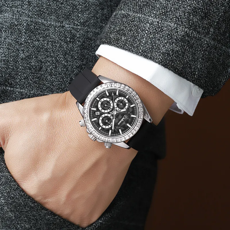 Dulunwe Automatic Mechanical Movement Silicone Strap Watch Men's Watches White Dial-4