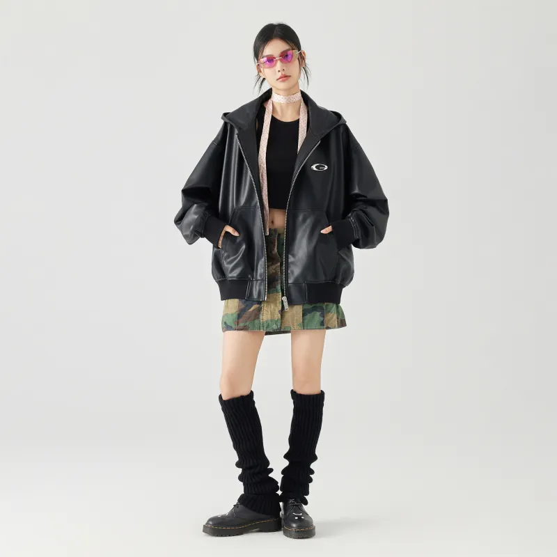 GOLFCROSS Leather Jacket Coat Unisex Black-4