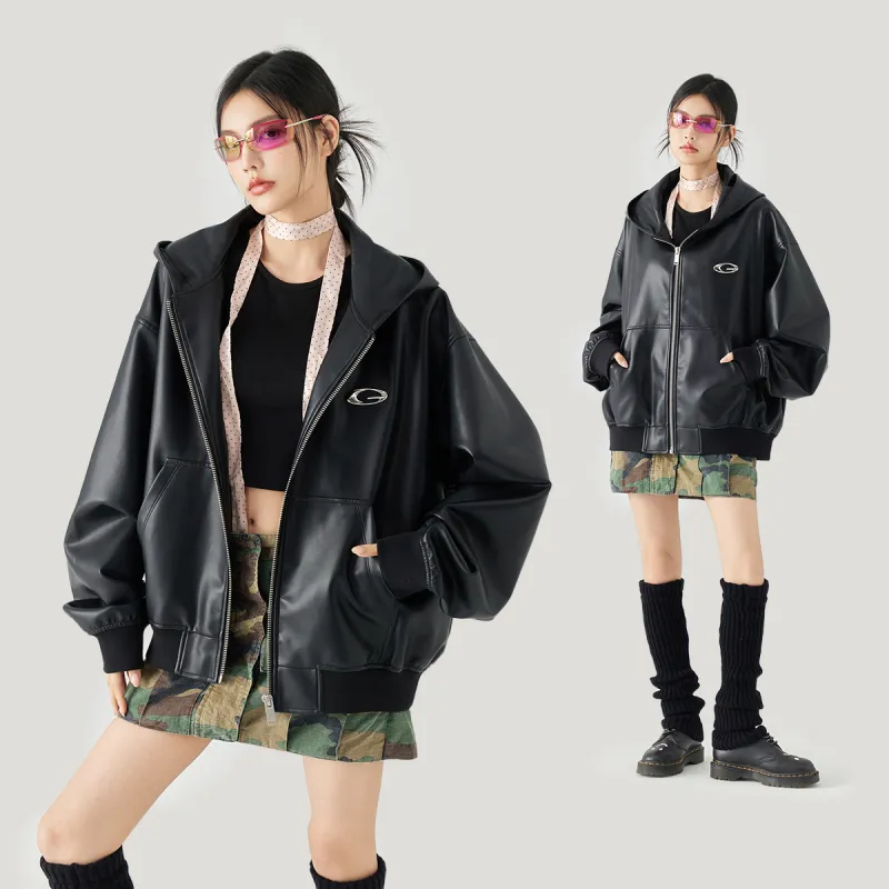 GOLFCROSS Leather Jacket Coat Unisex Black-2