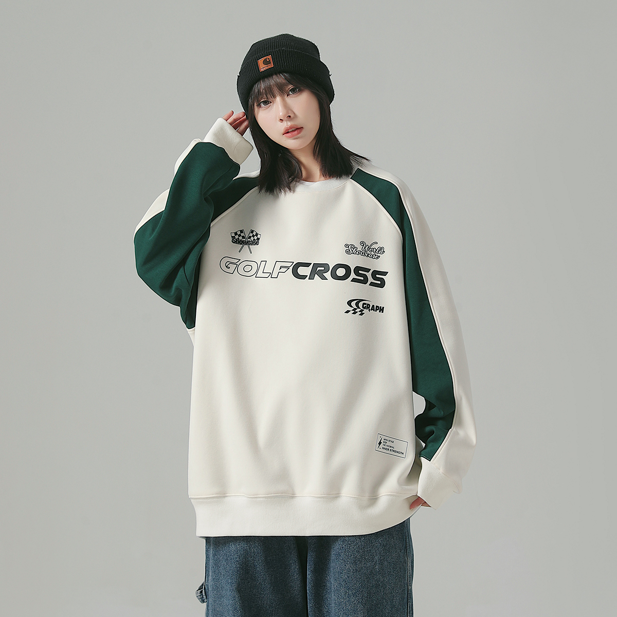GOLFCROSS Sweatshirts Unisex White (Fleece-Lined) S - POIZON