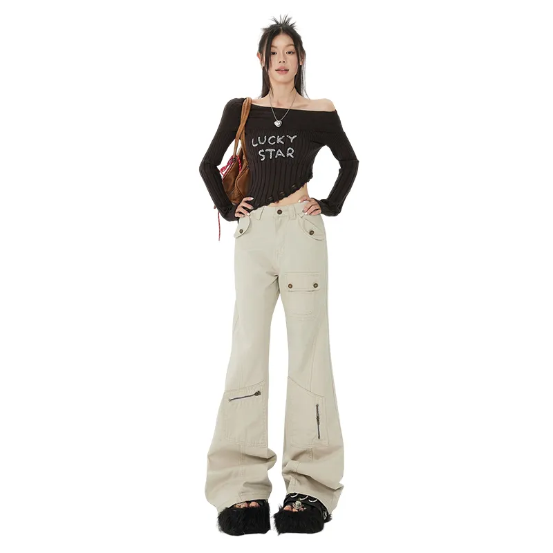 MA JOURNEE Cargo Pants Women's Ecru-2