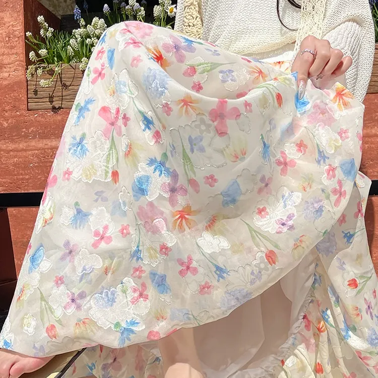 Vine Color Casual Long Skirt Women's Multicolor-2