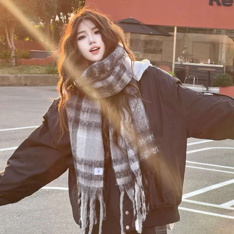 PEAK RIGHT Series Polyester Knit Scarves Unisex Black Gray Color-5