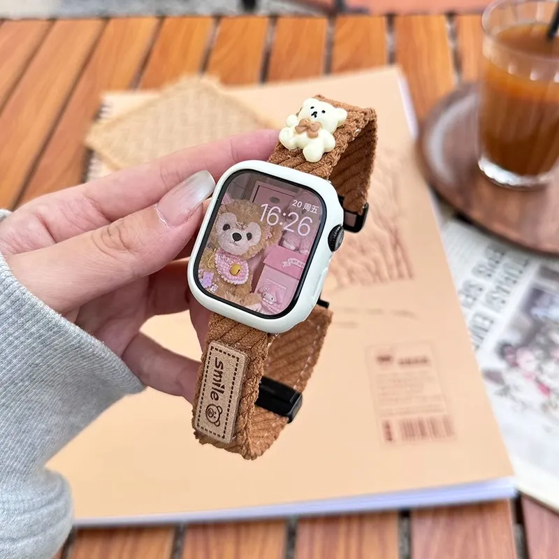 Mr. Strap Apple Compatibility Watch Band 145~210mm Corduroy Material-8