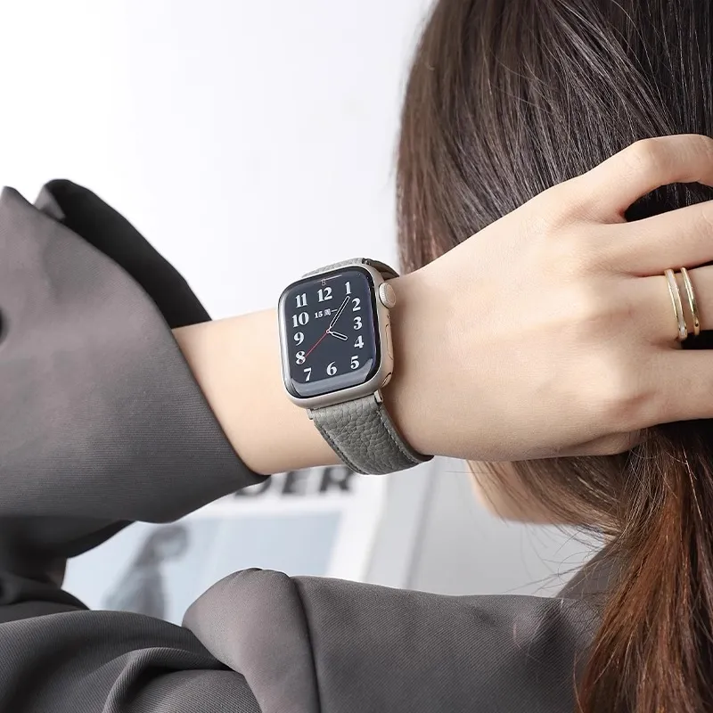 Mr. Strap Apple Compatibility Watch Band Artificial Leather Material-5