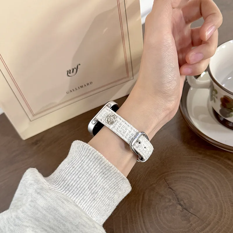 Mr. Strap Watch Band Xiaomi Red Beige Compatibility Woolen Leather Material-1