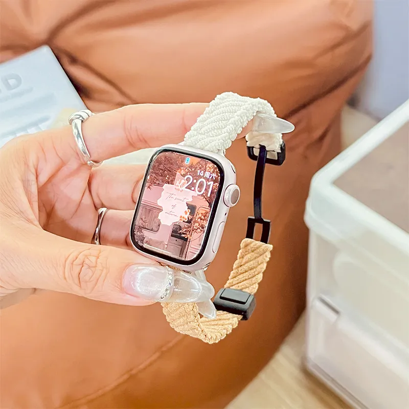 Mr. Strap Watch Bands Apple Compatibility 125~210mm 44mm Corduroy Material-2