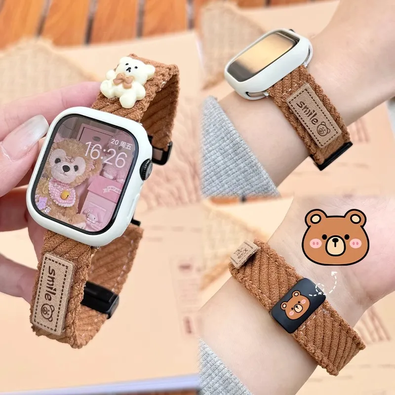 Mr. Strap Apple Compatibility Watch Band 145~210mm Corduroy Material-7