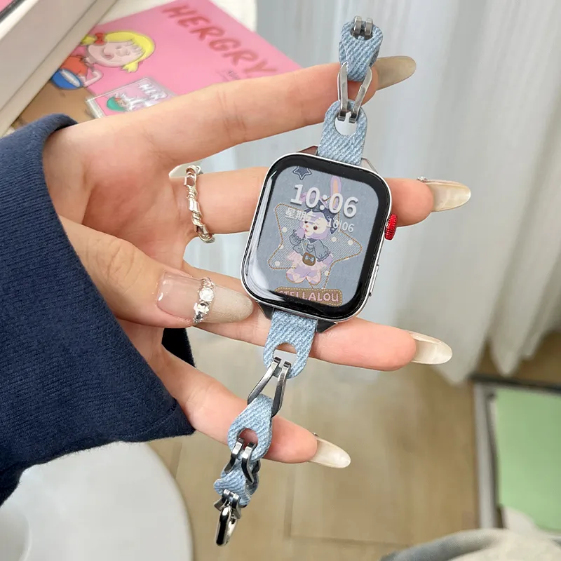 Mr. Strap Watch Band Huawei Compatibility Denim Material-5