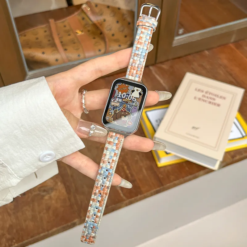 Mr. Strap Watch Band Xiaomi Red Beige Compatibility Leather-10