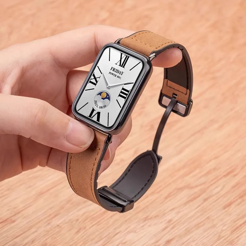 Mr. Strap Xiaomi Compatibility Watch Band 13.5cm~18cm Crazy Horse Print Material-2