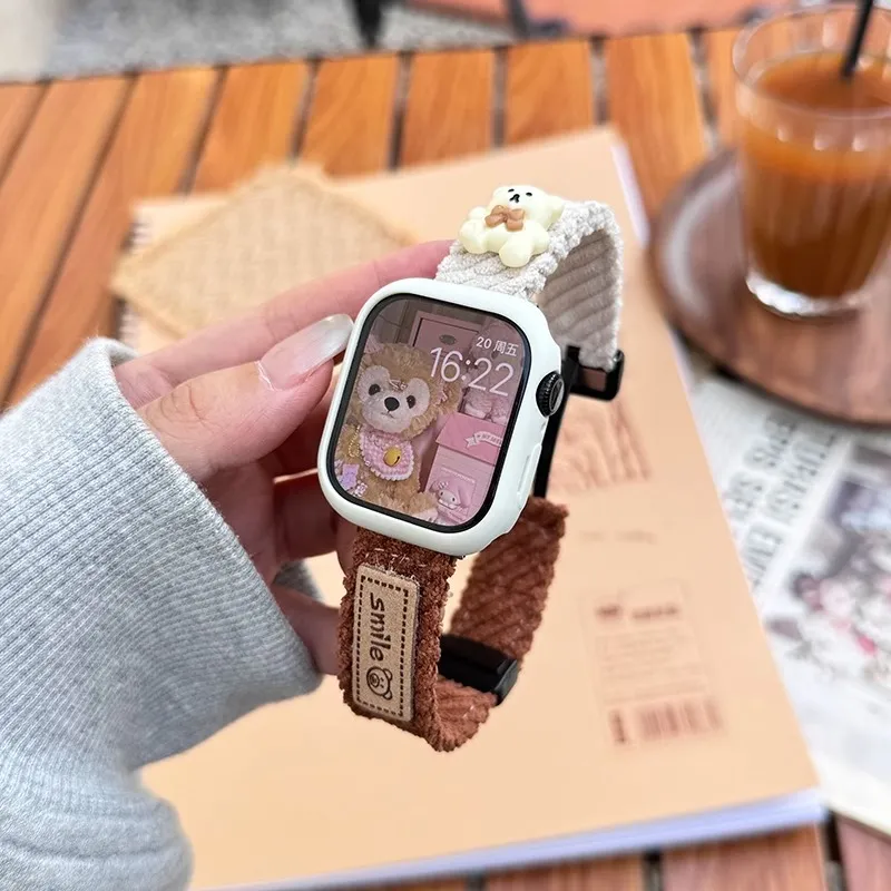 Mr. Strap Apple Compatibility Watch Band 145~210mm Corduroy Material-5