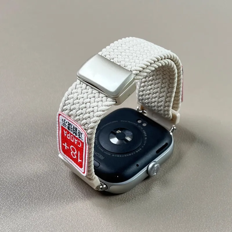 Mr. Strap Watch Band Red Beige Compatibility Nylon Material-4