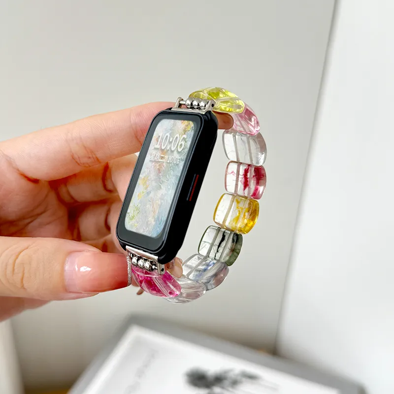 Mr. Strap Compatible With Wristband B4/b3 Strap Crystal Block Beads Smart Bracelet Elastic String Bracelet-8