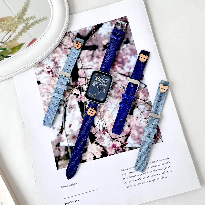 Mr. Strap Watch Bands Xiaomi Compatibility 185mm Denim Material-1