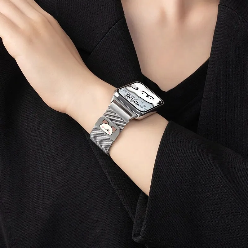 Mr. Strap Xiaomi Red Beige Compatibility Watch Band Stainless Steel Material-3