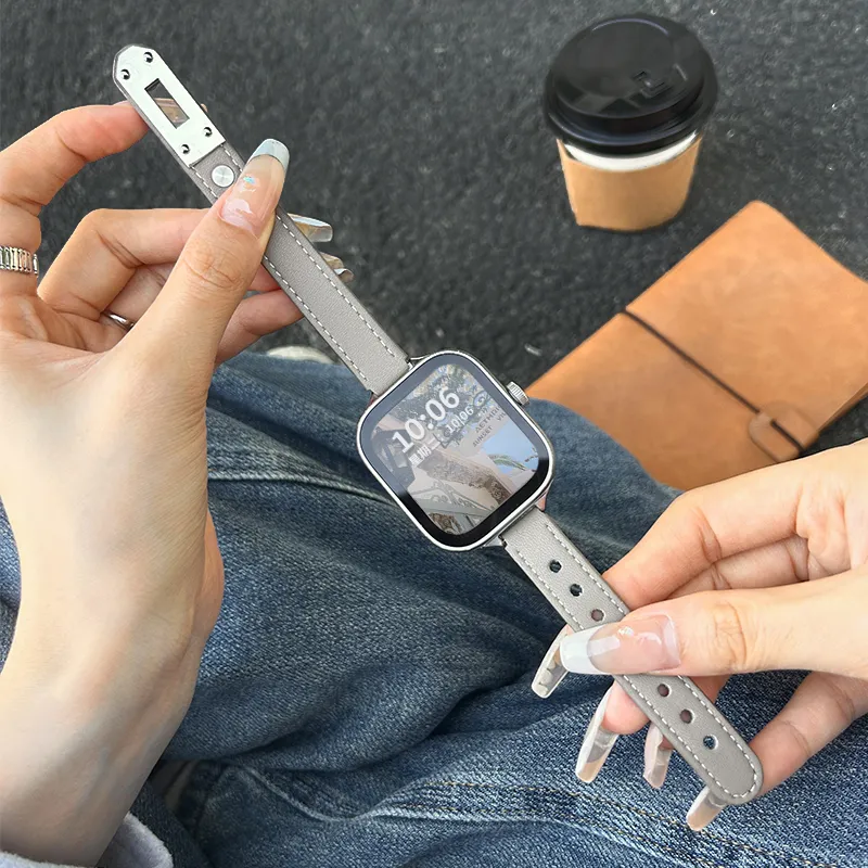 Mr. Strap Watch Band Red Beige Compatibility Genuine Leather Material-1