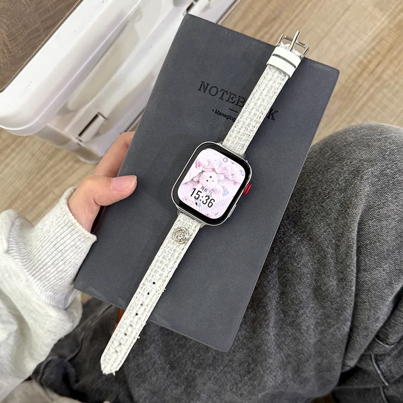 Mr. Strap Watch Band Xiaomi Red Beige Compatibility Woolen Leather Material-4