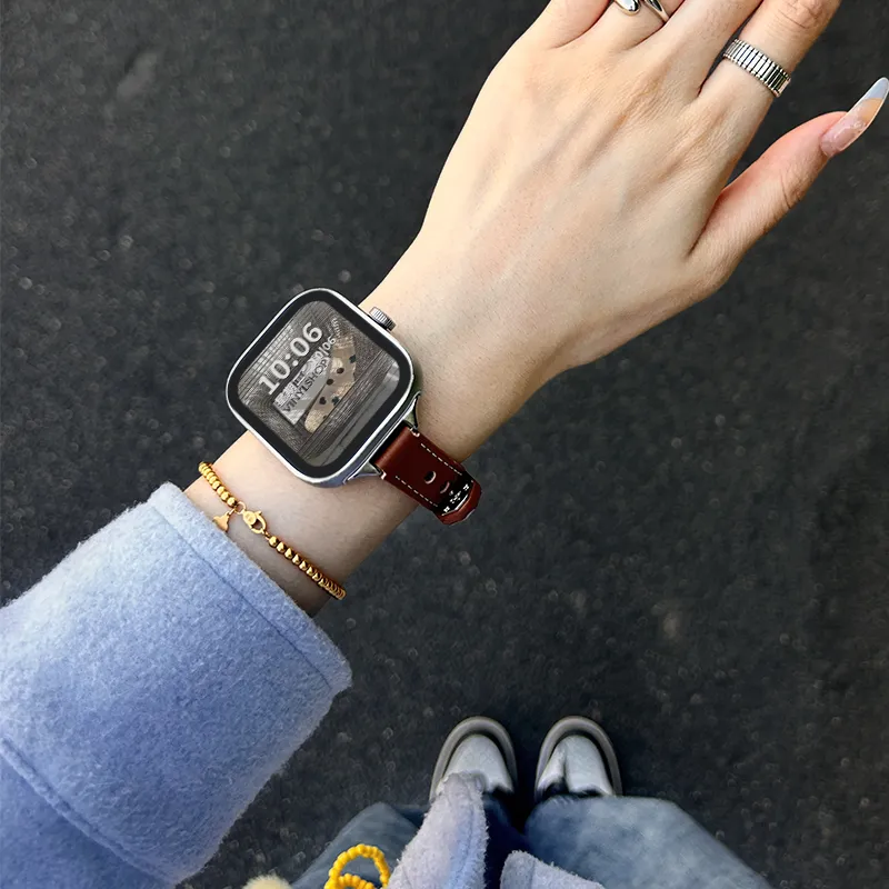 Mr. Strap Watch Band Red Beige Compatibility Genuine Leather Material-4