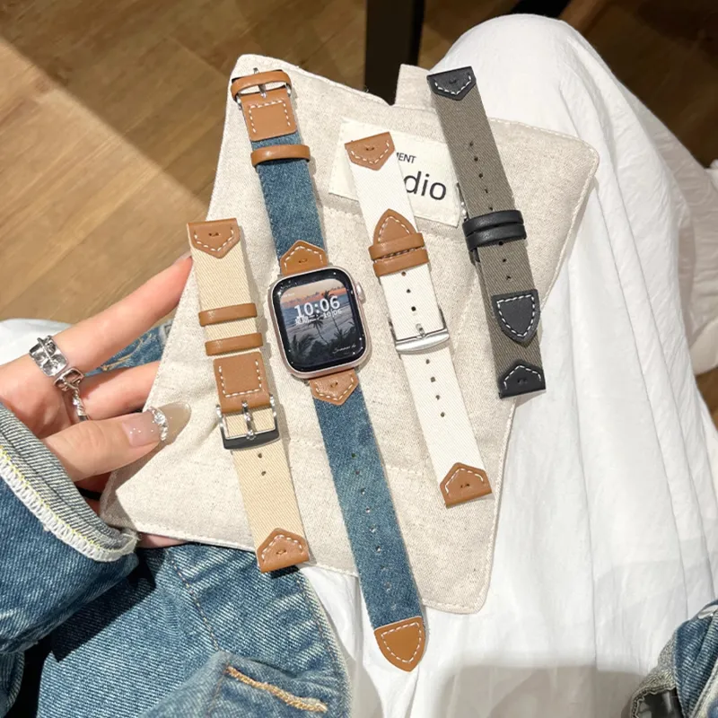 Mr. Strap Watch Band Apple Compatibility Canvas Material-4