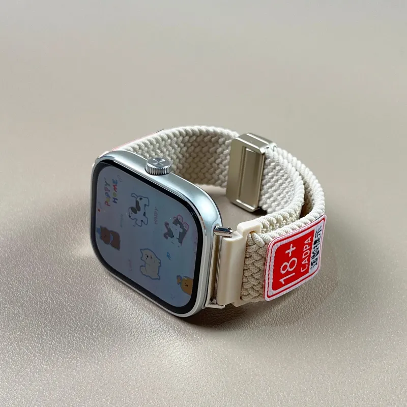 Mr. Strap Watch Band Red Beige Compatibility Nylon Material-3