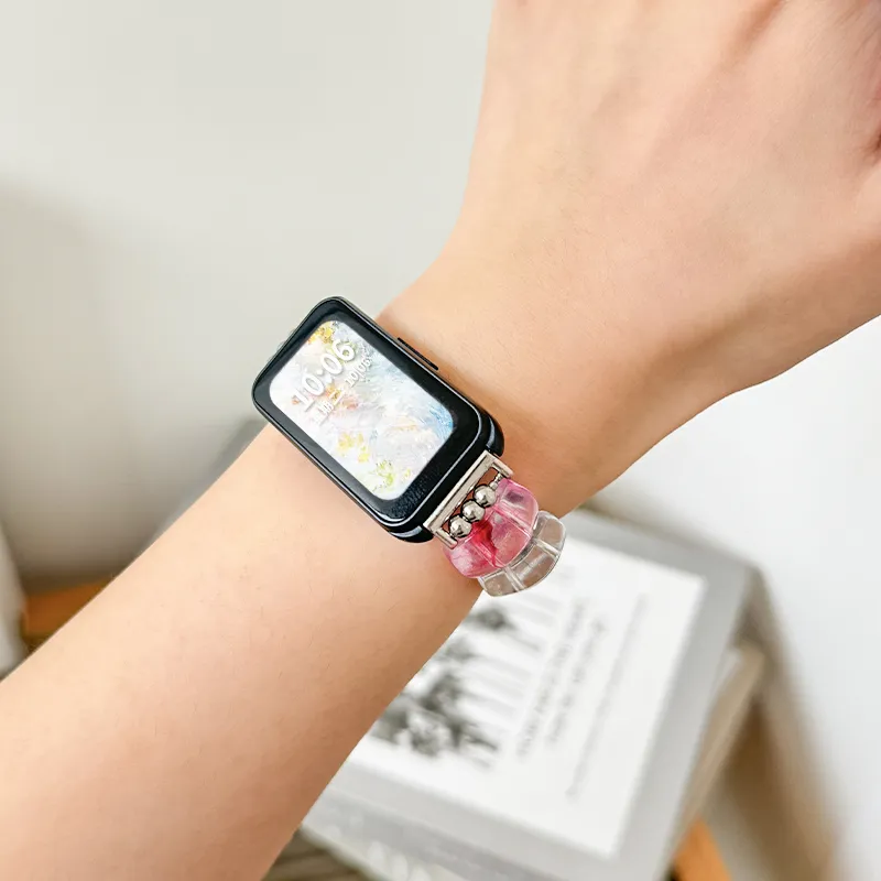 Mr. Strap Compatible With Wristband B4/b3 Strap Crystal Block Beads Smart Bracelet Elastic String Bracelet-4