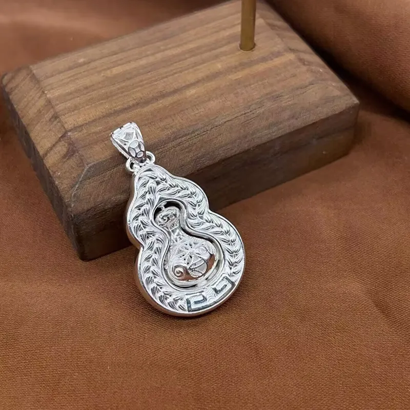Old Qingyun Silver Building 999 Fine Silver Pendants Unisex-1