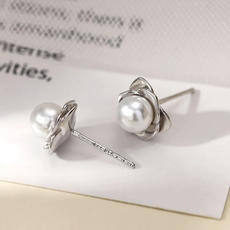 Old Qingyun Silver Building Sterling Silver 990 Stud Earrings Women's-3