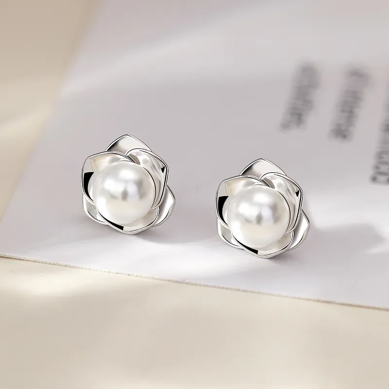 Old Qingyun Silver Building Sterling Silver 990 Stud Earrings Women's-2