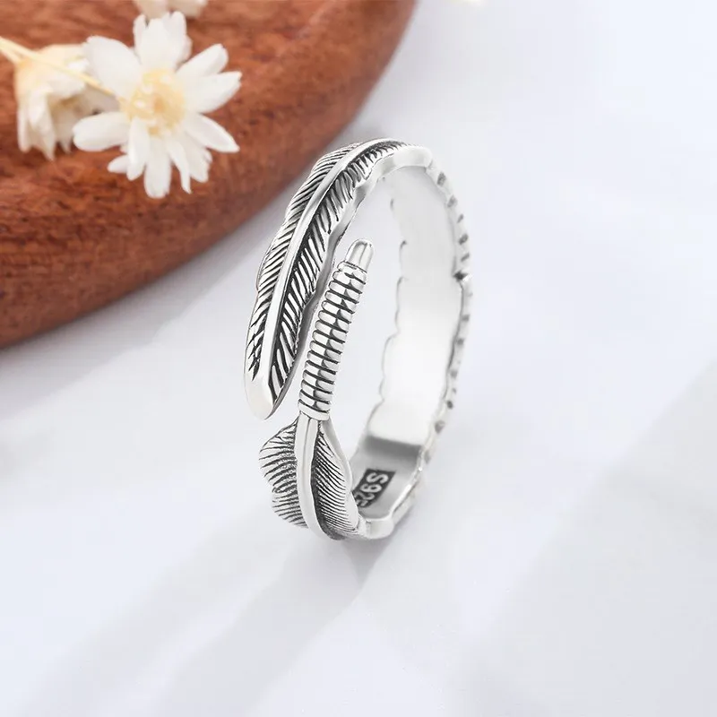 Old Qingyun Silver Building 999 Fine Silver Rings Unisex-2