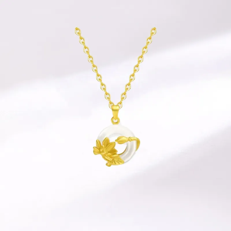 Old Qingyun Silver Building Chalcedony Necklaces Women's-3