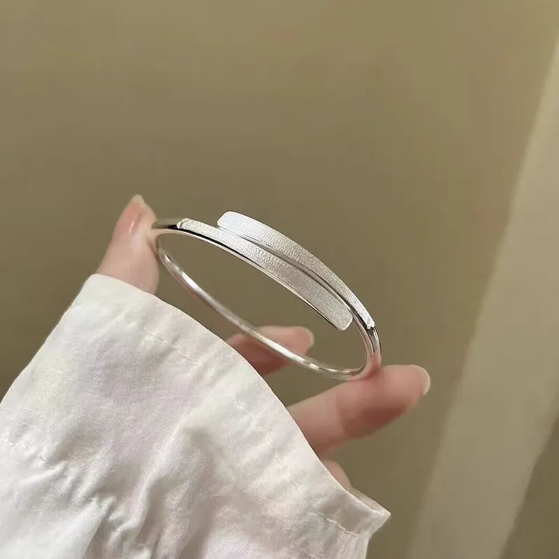 Old Qingyun Silver Building 999 Fine Silver Bangles Unisex-5