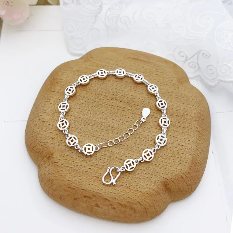 Old Qingyun Silver Building 999 Fine Silver Bracelets Women's-1