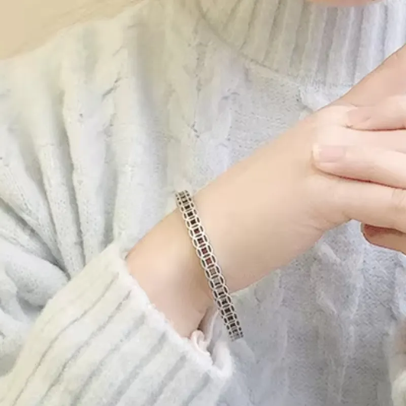 Old Qingyun Silver Building 999 Fine Silver Bangles Unisex-4