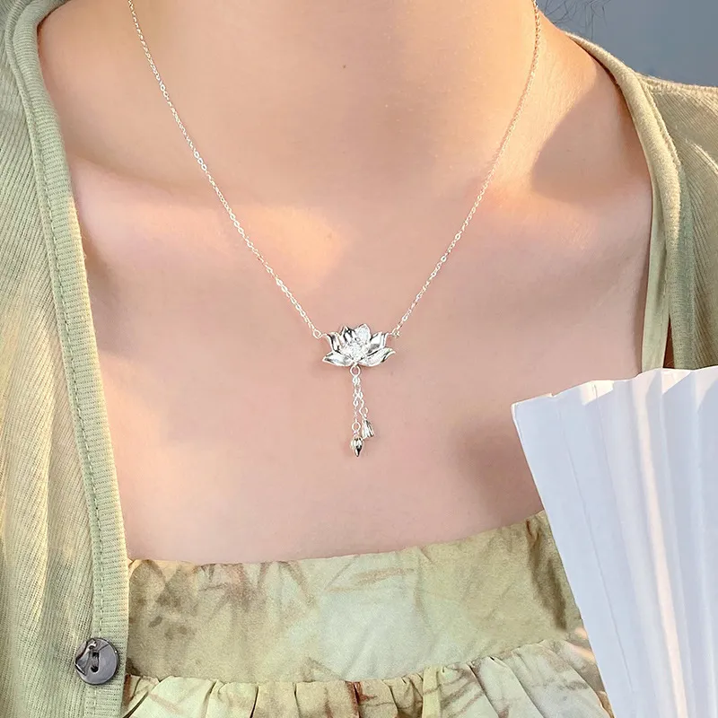 Old Qingyun Silver Building Foot Silver 990 Necklaces Women's-5