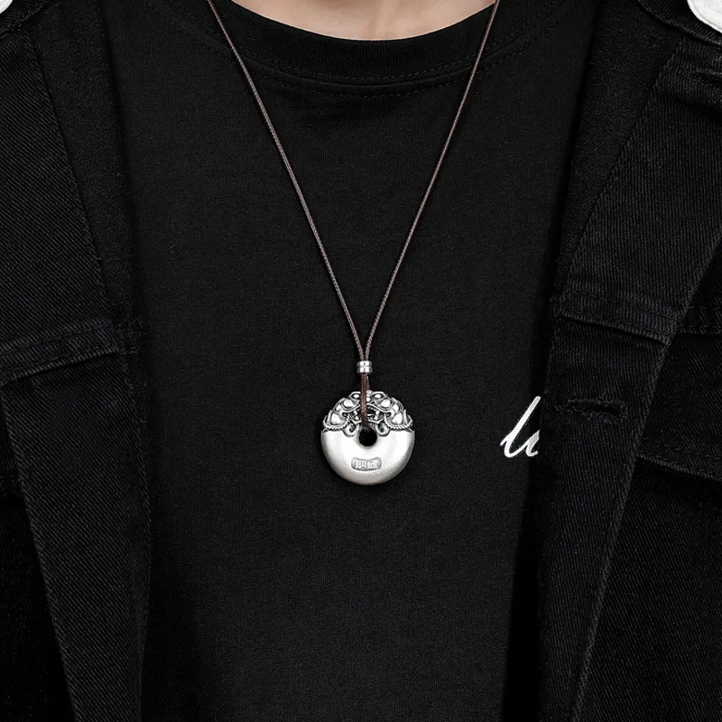 Old Qingyun Silver Building 999 Fine Silver Pendants Unisex-5