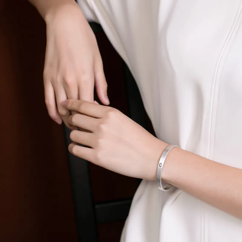 Old Qingyun Silver Building 999 Fine Silver Bangles Unisex-5