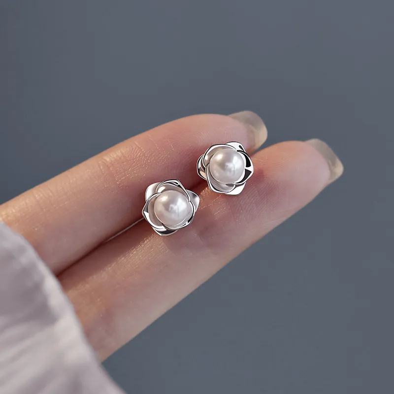 Old Qingyun Silver Building Sterling Silver 990 Stud Earrings Women's-5