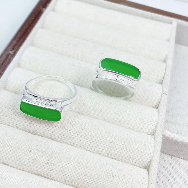 Old Qingyun Silver Building Chalcedony Rings Unisex-3
