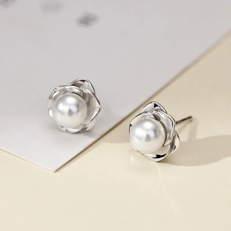 Old Qingyun Silver Building Sterling Silver 990 Stud Earrings Women's-4