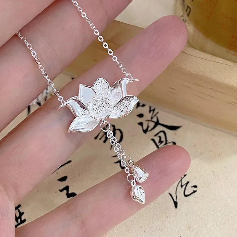 Old Qingyun Silver Building Foot Silver 990 Necklaces Women's-3