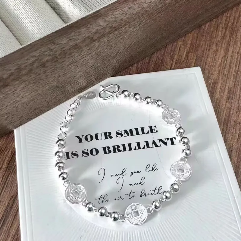 Old Qingyun Silver Building Foot Silver 990 Bracelets Unisex-1